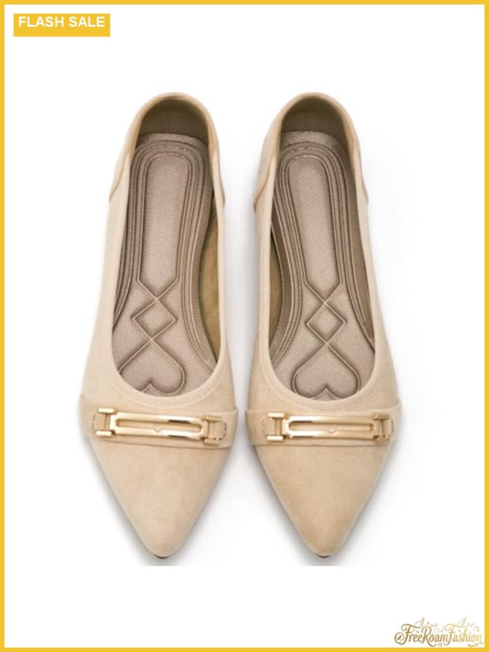 Women's Pointed Toe Ballet Flats Faux Suede Slip-On Dressy Work Shoes
